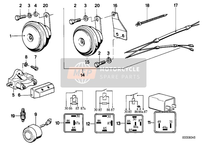 BMW R 45T 1983 HORN/RELAY/VARIOUS SWITCHES for a 1983 BMW R 45T