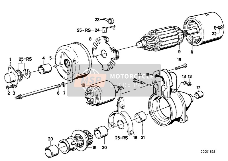 BMW R 45T 1985 Parti singole avviatore / Bosch per un 1985 BMW R 45T