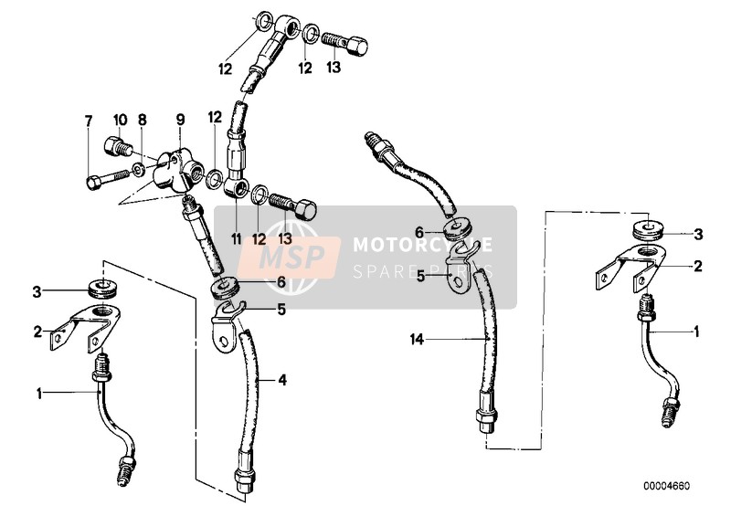 BMW R 45T 1984 FRONT BRAKE-BRAKE PIPE for a 1984 BMW R 45T