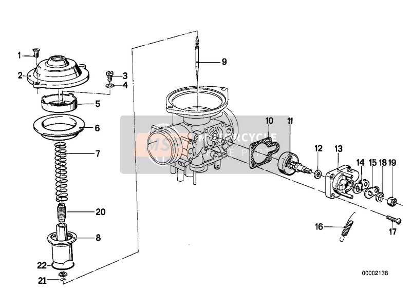 BMW R 45T/N 1981 CARBURETOR CAP/PISTON/STARTER HOUSING for a 1981 BMW R 45T/N