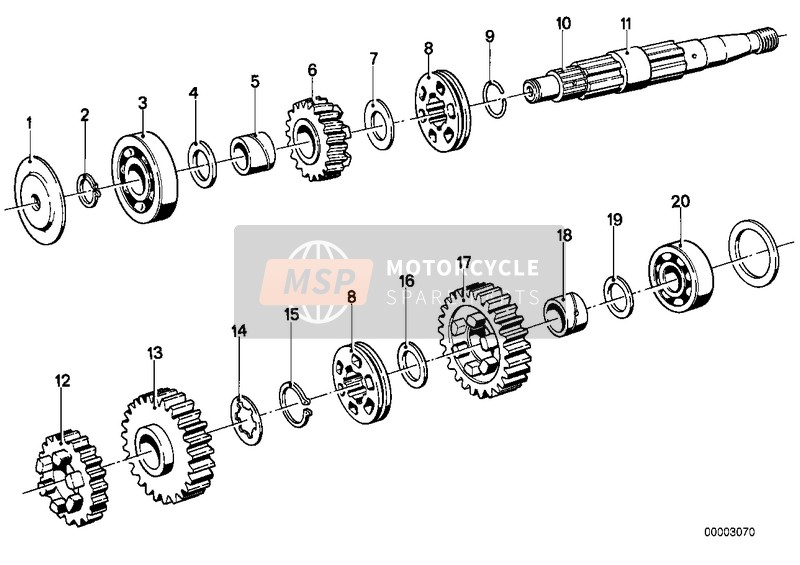 BMW R 50/5 1974 OUTPUT SHAFT 3 for a 1974 BMW R 50/5