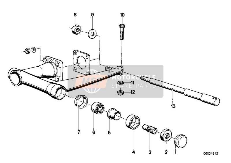 REAR WHEEL SWINGING ARM MOUNTING PARTS