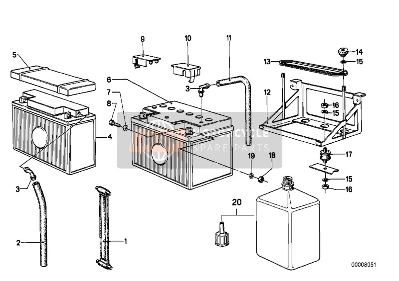 61211233073, Support De Batterie, BMW, 1