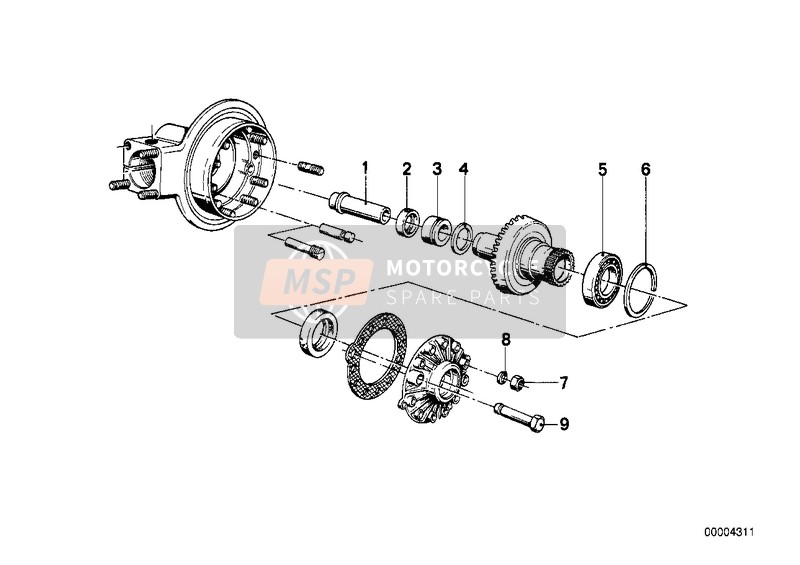 BMW R 75/5 1975 DIFFERENTIAL-CROWN WHEEL INST.PARTS for a 1975 BMW R 75/5