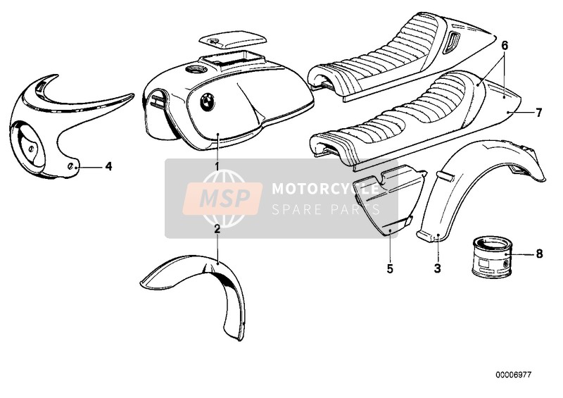 BMW R 90S 1974 Partes barnizadas 510 daytona-orange para un 1974 BMW R 90S