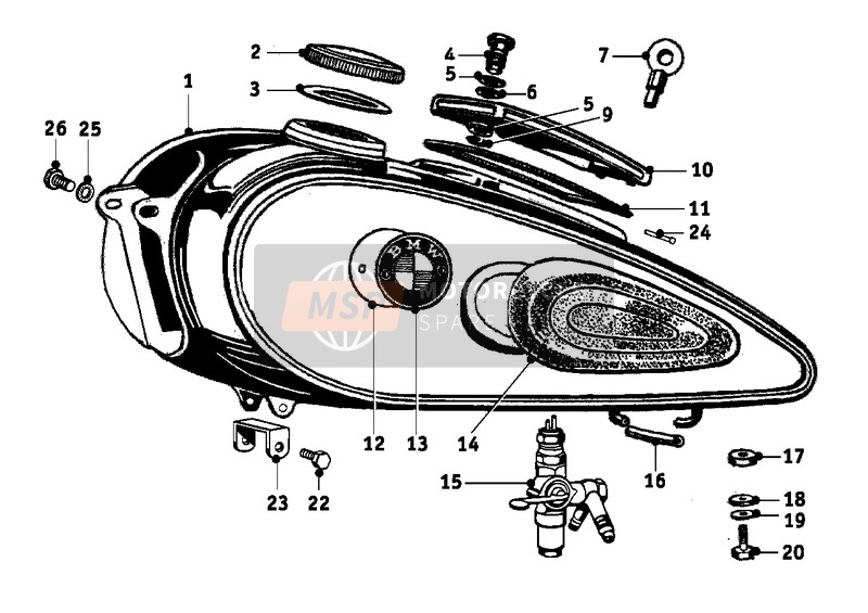 BMW R 51/3 1950 Réservoir d'essence pour un 1950 BMW R 51/3