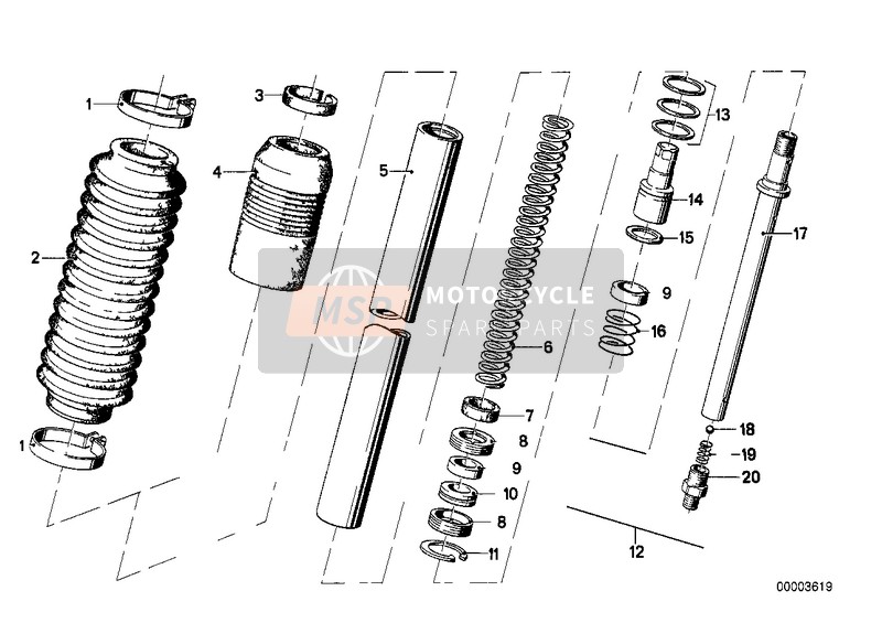 BMW R 60 TIC 1978 Tube support/Amortisseur pour un 1978 BMW R 60 TIC