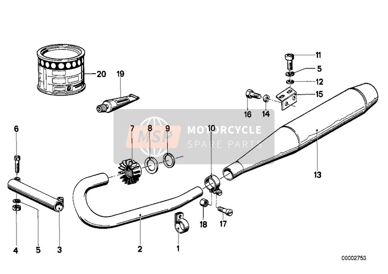 BMW R 75 /7 1976 Exhaust System for a 1976 BMW R 75 /7