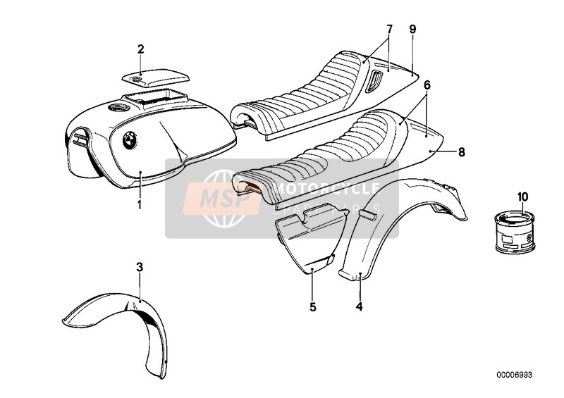 BMW R 80, R 80 /7 1984 Pieces peintes   583 polizeiweiss 1 pour un 1984 BMW R 80, R 80 /7