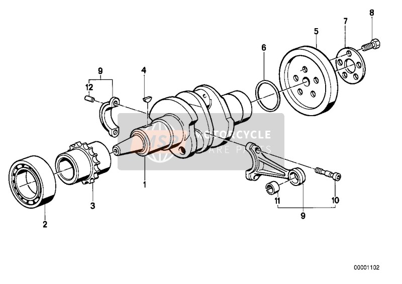 BMW R 65 GS 1988 Albero a gomito/biella/pezzi montabili per un 1988 BMW R 65 GS