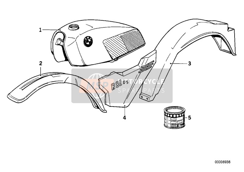 BMW R 80 G/S 1988 Pieces peintes   558 dunkelblau pour un 1988 BMW R 80 G/S