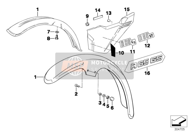 BMW R 80 G/S 1990 MUDGUARD FRONT for a 1990 BMW R 80 G/S