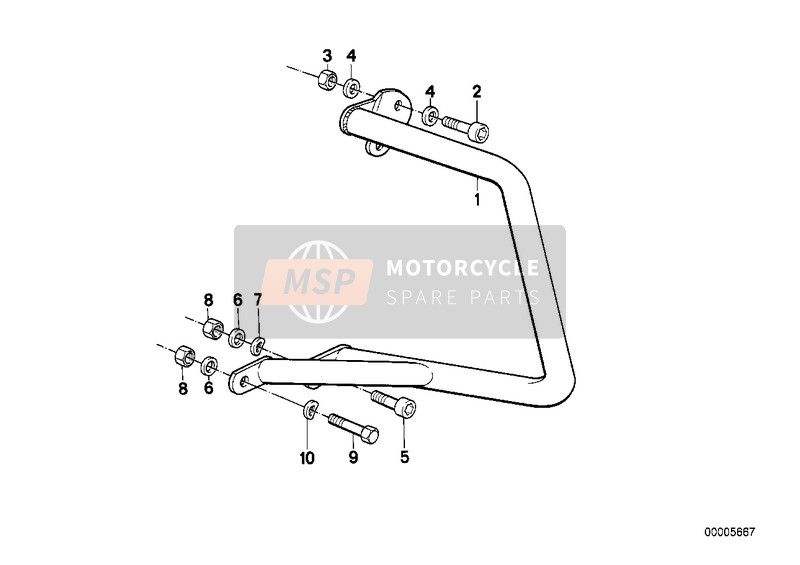 BMW R 65 (20KW) 1992 Pezzi dell'arco di protezione posteriore 1 per un 1992 BMW R 65 (20KW)