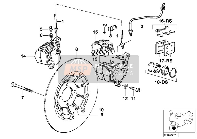 BMW R 65 (35KW) 1986 Freno della ruota anteriore per un 1986 BMW R 65 (35KW)