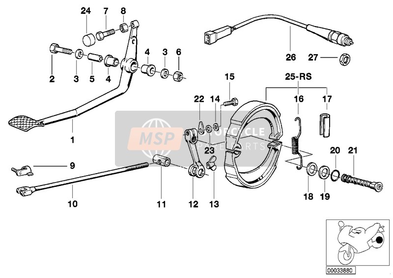 BMW R 65 (35KW) 1986 Freno de la rueda trasera para un 1986 BMW R 65 (35KW)