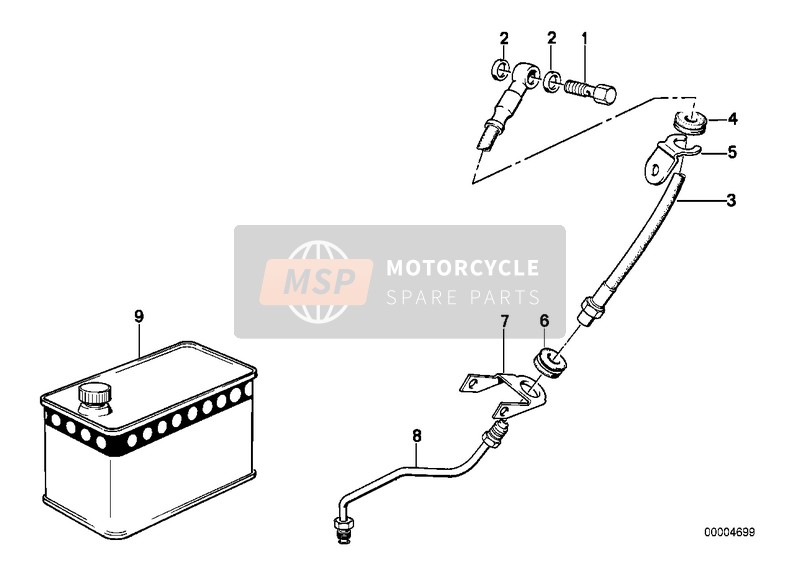 BMW R 65 (35KW) 1985 Freno delantero-conducto de frenos para un 1985 BMW R 65 (35KW)