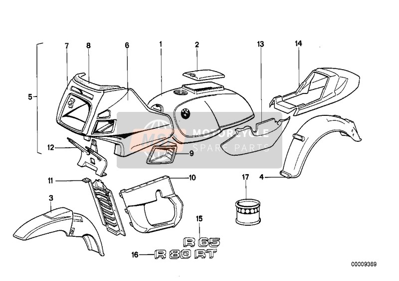 BMW R 65 RT SF 1988 Pièces peintes pour un 1988 BMW R 65 RT SF