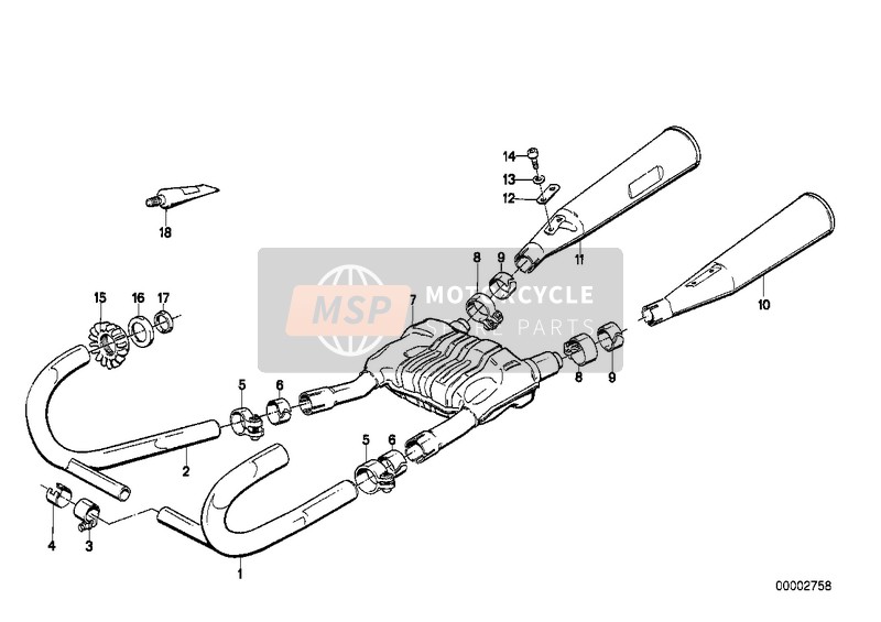 BMW R 65 RT SF 1992 Impianto di scarico per un 1992 BMW R 65 RT SF