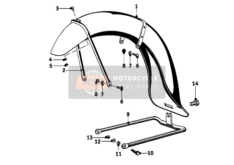 BMW R 67/2/3 1954 MUDGUARD FRONT for a 1954 BMW R 67/2/3