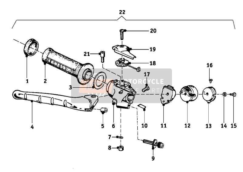 BMW R 69 S 1963 Unidad manilla dcha. para un 1963 BMW R 69 S