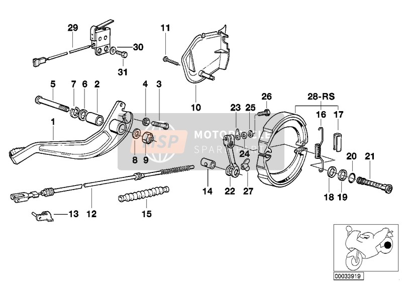 BMW R 100 GS 1986 Freno de la rueda trasera para un 1986 BMW R 100 GS