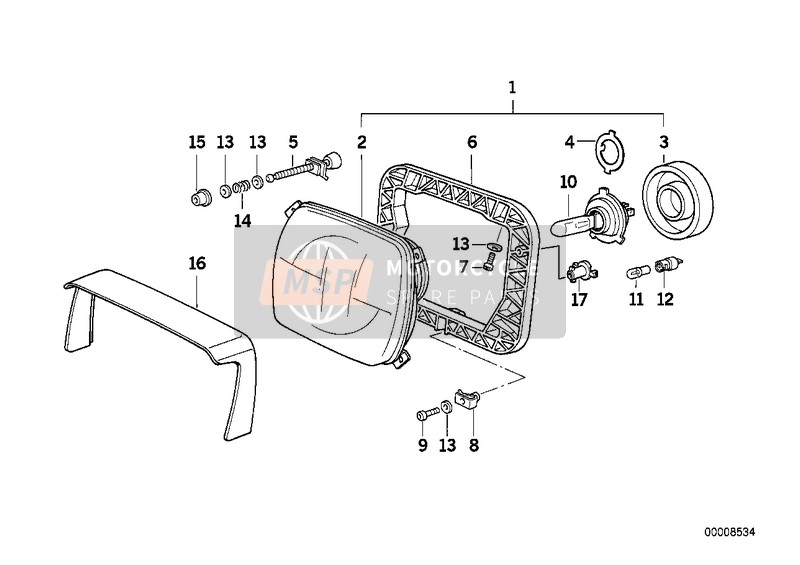 BMW R 100 GS PD 1986 HEADLIGHT for a 1986 BMW R 100 GS PD