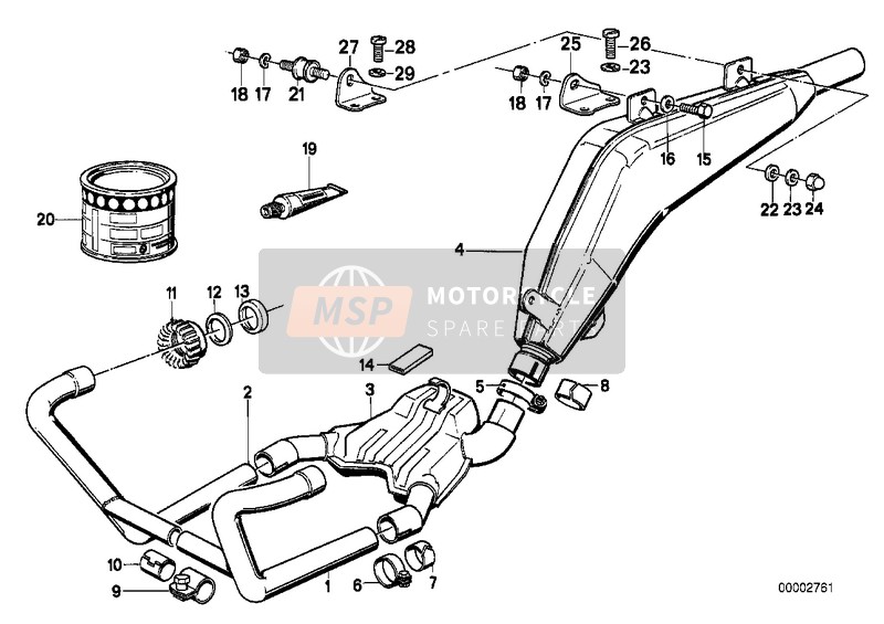 BMW R 100 GS PD 1986 Système d'échappement pour un 1986 BMW R 100 GS PD