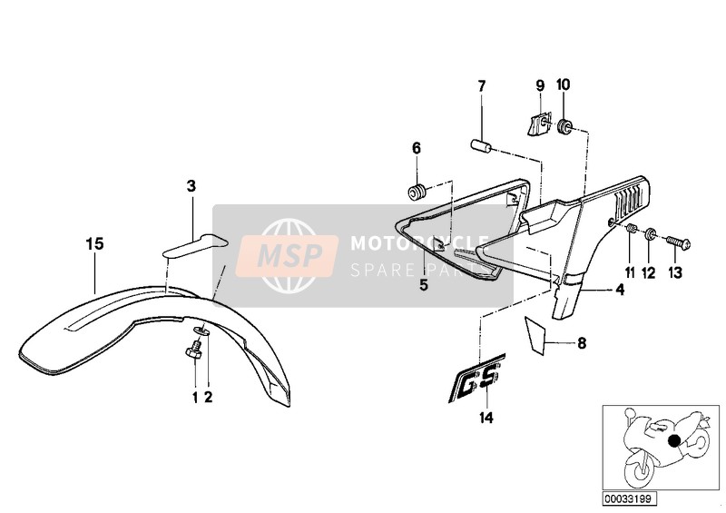 BMW R 80 GS 1989 MUDGUARD FRONT-BATTERY COVER for a 1989 BMW R 80 GS