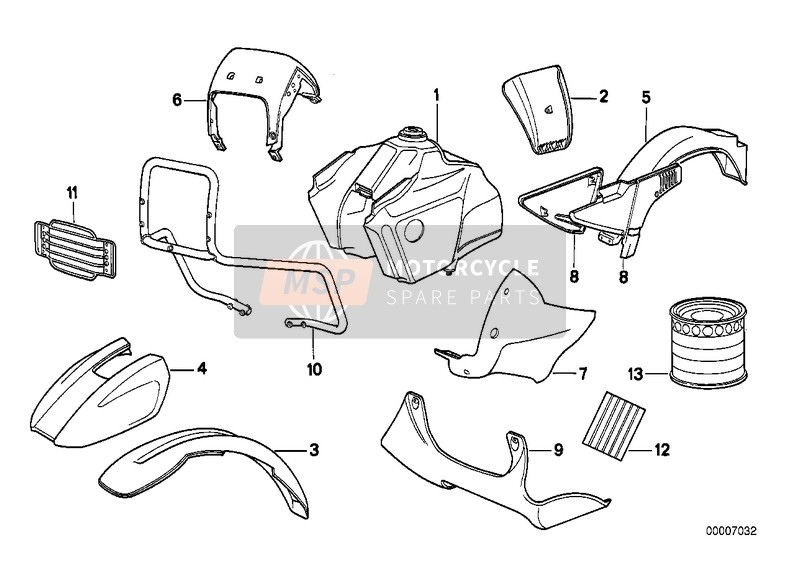 BMW R 100 GS PD 1994 Pieces peintes 677 alpinws/flashgrün pour un 1994 BMW R 100 GS PD