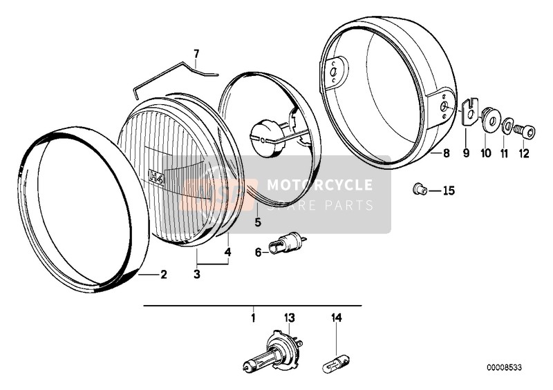 BMW R 100 R 91 1996 HEADLIGHT for a 1996 BMW R 100 R 91