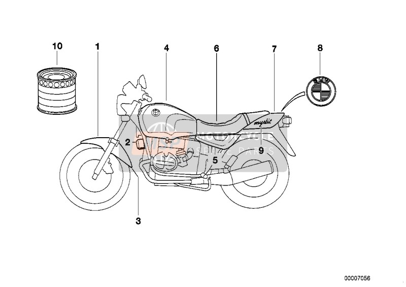 BMW R 100 R Mystik 94 1994 PAINTED PARTS 689 MYSTIKROT for a 1994 BMW R 100 R Mystik 94