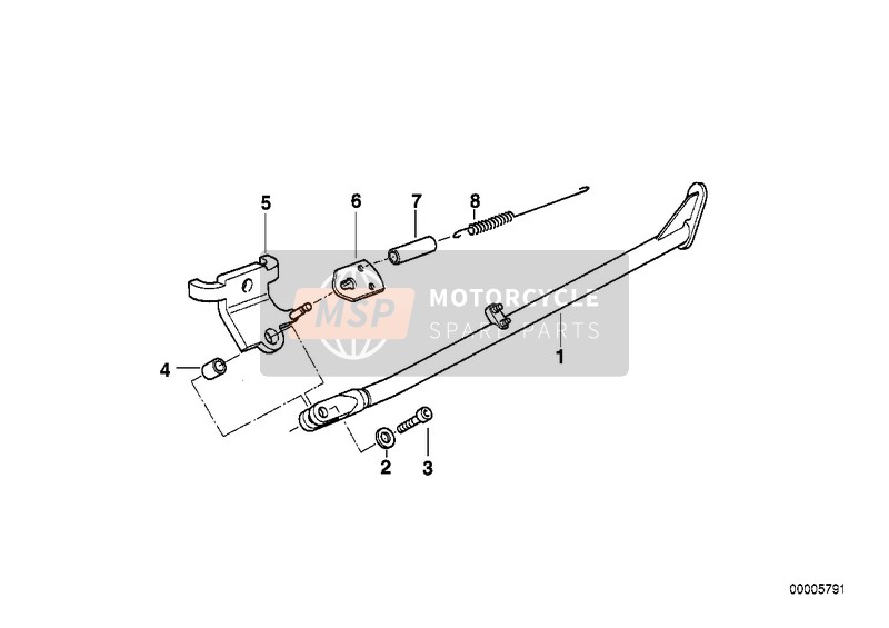 BMW R 100 R Mystik 94 1991 Zijstandaard voor een 1991 BMW R 100 R Mystik 94