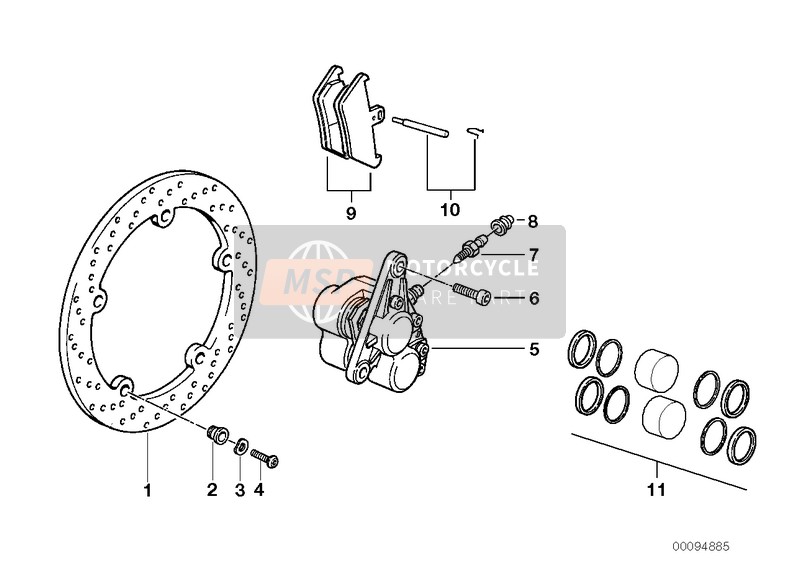 FRONT WHEEL BRAKE, CAST WHEEL