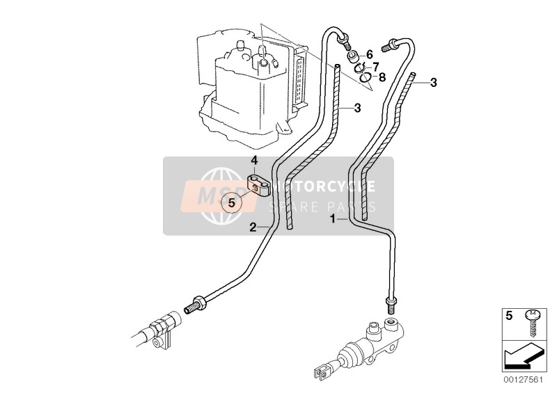 BMW R 850 C 99 (0421) 1999 Tubazione freno posteriore ABS per un 1999 BMW R 850 C 99 (0421)