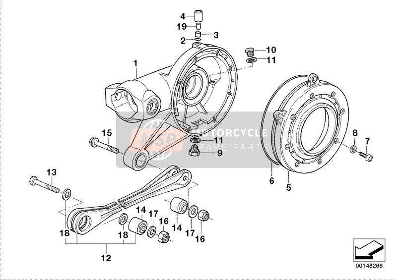 BMW R 850 GS 95 (0403) 2000 REAR AXLE HOUSING AND ROD for a 2000 BMW R 850 GS 95 (0403)