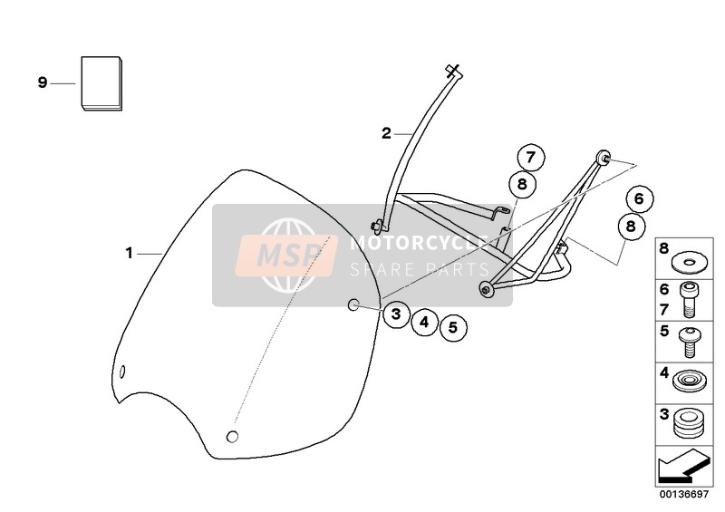 BMW R 850 R 02 (0428) 2006 Pare-brise, haut pour un 2006 BMW R 850 R 02 (0428)