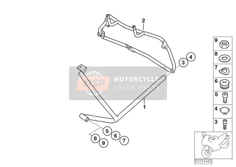 BMW R 850 R 02 (0428) 2006 Arco protector detrás, 3 piezas para un 2006 BMW R 850 R 02 (0428)