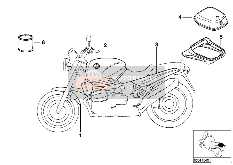 BMW R 850 R 02 (0428) 2002 Piezas barnizadas 756 violettblau para un 2002 BMW R 850 R 02 (0428)