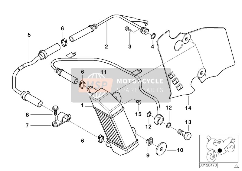 BMW R 850 R 02 (0428) 2002 OIL COOLER/OIL COOLING PIPE 1 for a 2002 BMW R 850 R 02 (0428)