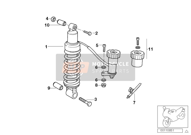 BMW R 850 R 02 (0428) 2004 Veerbeen achter hydraulisch voor een 2004 BMW R 850 R 02 (0428)