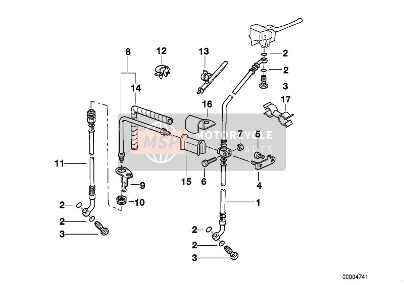 BMW R 850 R 94 (0401,0406) 2002 Tubazione freno ant. per un 2002 BMW R 850 R 94 (0401,0406)