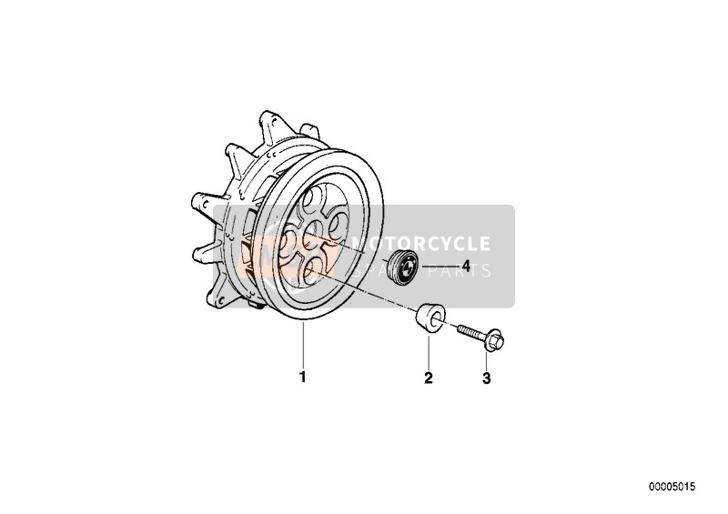 BMW R 850 R 94 (0401,0406) 1997 Wielnaaf achter voor een 1997 BMW R 850 R 94 (0401,0406)