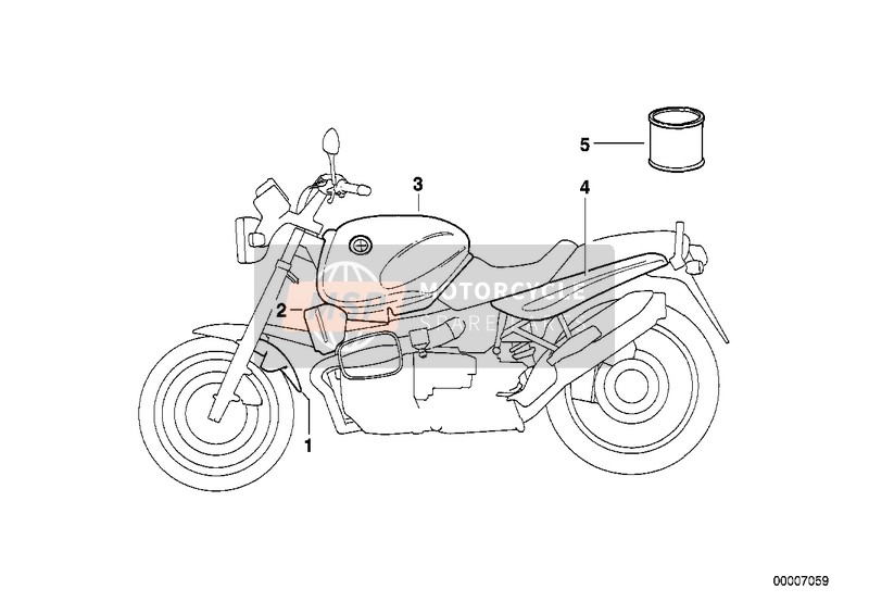 BMW R 850 R 94 (0401,0406) 1998 Partes barnizadas 607 polizeiweiss para un 1998 BMW R 850 R 94 (0401,0406)