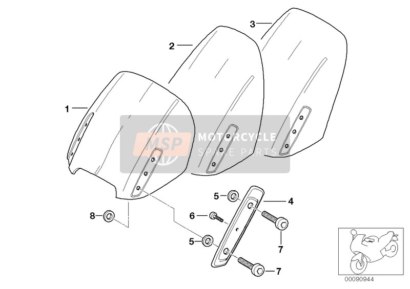 BMW R 850 RT 02 (0417) 2001 Piezas montadas en el parabrisas para un 2001 BMW R 850 RT 02 (0417)