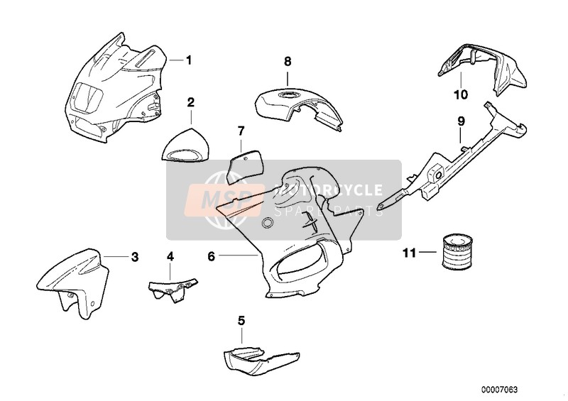 BMW R 850 RT 96 (0412) 1999 Pieces peintes 701 sinusblau pour un 1999 BMW R 850 RT 96 (0412)