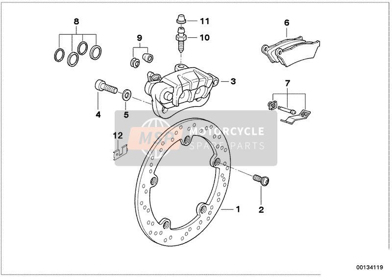 BMW R 850 RT 96 (0412) 1996 Frein de roue arrière, roue à rayons pour un 1996 BMW R 850 RT 96 (0412)