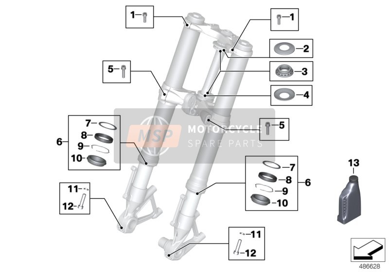 BMW R nineT (0A06, 0A16) 2016 Horquilla telescópica de servicio para un 2016 BMW R nineT (0A06, 0A16)