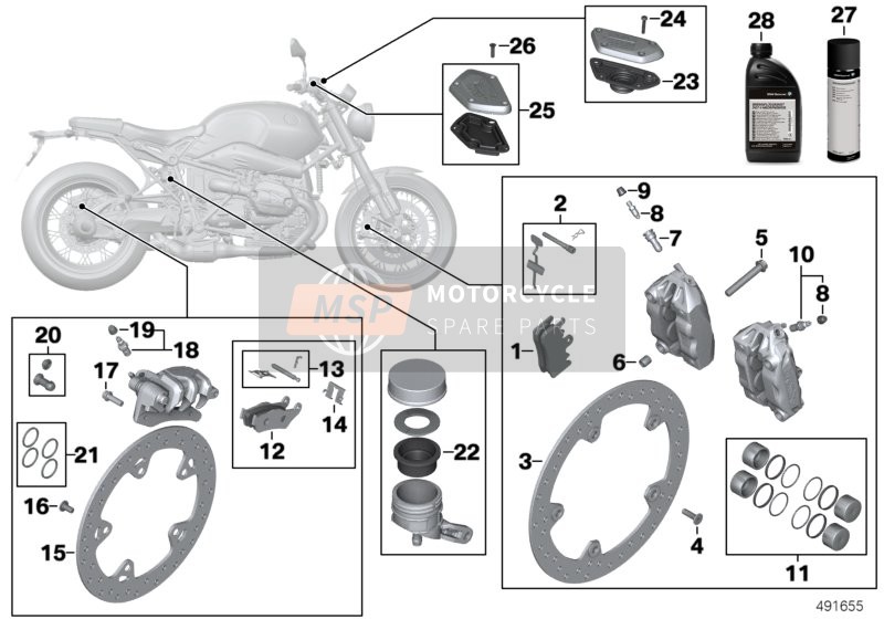 BMW R nineT (0A06, 0A16) 2016 Servicio de frenos para un 2016 BMW R nineT (0A06, 0A16)