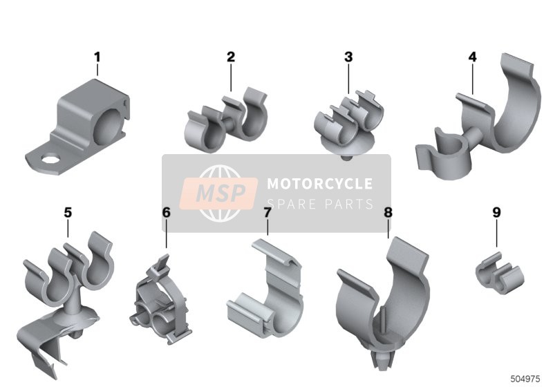 BMW R nineT 16 (0J01, 0J03) 2017 Line clips, hose supports for a 2017 BMW R nineT 16 (0J01, 0J03)