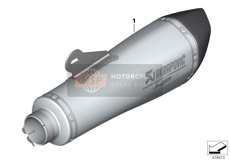 BMW R nineT 16 (0J01, 0J03) 2017 Sport muffler for a 2017 BMW R nineT 16 (0J01, 0J03)